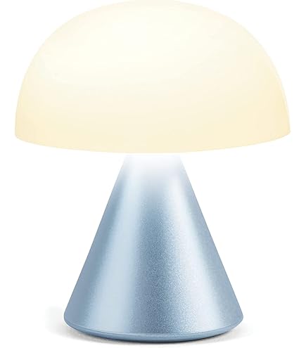 Lexon MINA L Draadloze oplaadbare led-paddenstoellamp, tafellamp met 9 lichtkleuren met dimmer, aanraakbaar en oplaadbaar, tot 24 uur looptijd, metallic grijs