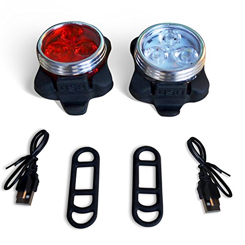Fitsund Wiederaufladbare LED Fahrradlicht Wasserdichte 4 Licht-Modi Fahrradlampe Set ( 2 Lampen & 2 USB-Kabel ) - 4
