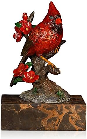Arte dal Mondo Coloured Bird Polychrome Classic Design Sculpture with Marble Base, Bronze