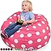 Produktbild Kids Kinder Sitzsack in Pink mit Weißen Punkten - Waschmaschinenfest - Großer, Weicher und Komfortabler Bezug mit Memory Schaumstoff Füllung - Gemütlicher Gaming Sitz Sack & Bett Möbel Bean Bag