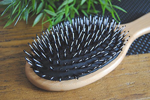 Haarbürste mit Wildschweinborsten ✮ Haarbürste aus natürlichem Bambus-Holz für kräftige und natürlich-schöne Haare für Frauen, Männer und Kinder ✮ Beste Holz-Haarbürste mit Misch-Borsten für Kopf-Massage ohne Ziepen ✮ Haarbürste mit Wildschweinborsten zum Entwirren und zur schonenden Haar-Pflege - 5