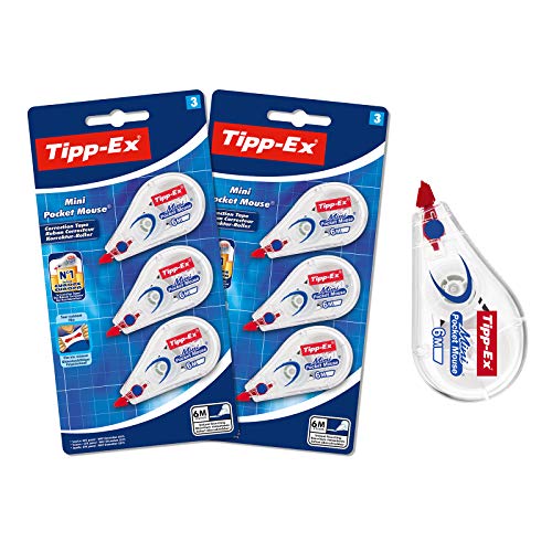 Tipp-Ex Mini Pocket Mouse Rubans Correcteurs - 6 m x 5 mm, Lot de 2 Blisters de 3