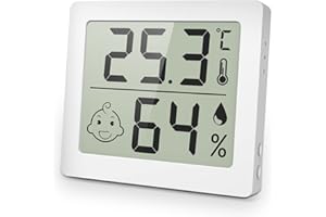 Pitasha Higrómetro Termometro Digital Casa Medidor de Humedad Termómetro de Ambiente con Sensor de Temperatura y Humedad para Casa Oficina (Blanco)