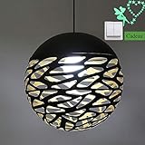 Suspension Industrielle Noire Metal Boule Noire Creux pendentif rétro E27 pendentif en métal plafonniers abat-jour pour bar café-restaurant chambre cuisine (noir, 30cm)