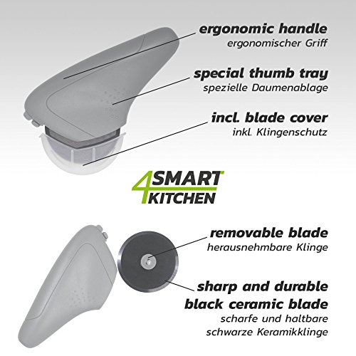 Smart4Kitchen Keramik Pizzaschneider | Super scharfer, einfach zu reinigender & ergonomischer Pizzaroller | Pizza Cutter inkl. Klingenschutz | Pizzarad/Teigschneider in hochwertiger Geschenkbox - 3