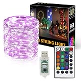 ♥.【16 COLORES Y 4 MODOS】 100 LEDs regulables en 10 metros de cable plateado con 16 colores individuales, perfecto para Navidad, bodas, fiestas, así como para su dormitorio y su jardín. El alambre de plata flexible también se puede doblar y dar forma fácilmente a la forma deseada.