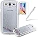 Produktbild Galaxy S3 Glitzer Hülle, Felfy Samsung S3 Neo Kreativ Luxury Flüssig Fließende Sparkly Bling Stern Silber Quicksand Haut Tasche Back Case Cover Etui + 1x Silber Metall Stylus Touch Pen + 1x Displayschutzfolie
