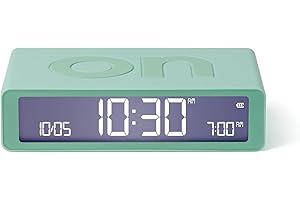 Lexon Flip Classic Reloj Despertador Digital con Caras Reversibles de Encendido/Apagado, Reloj de Noche Recargable con Pantalla LCD, Sensor táctil para función de repetición y luz - Verde