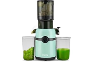Cold Press Juicer Machines,Fretta Slow Masticating Juicer with 108mm &1.0L Hopper for Whole Fruits and Vegetables,200W Self Feeding High Yield Juice Extractor,BPA Free Tritan, (Blue)