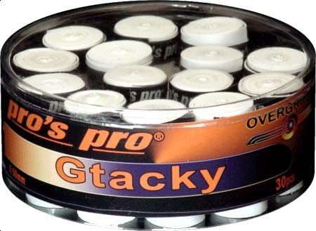 PRO 'S Pro Gtacky Overgrip (White Assorted Pack Size 6, 10, 15 &amp; 30 Pads, Ultra Thin, Non-Slip Grip, Includes End Tape, Ideal for Tennis, Squash, Table Football (Football), Badminton, Table Tennis Racket Paddle Ball, Billiards, Golf, Speedminton etc., Trendsportprofi Pocket Diary with Tennis Design, Weiß - 30 Stück