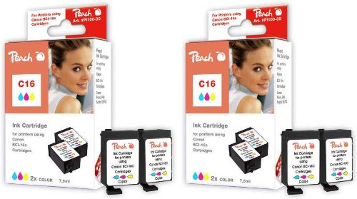 Peach Pi 100-203 Couleur Cartouche d encre compatible Canon BCI - 16  c Lot de 2 