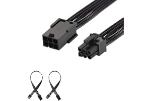 J&D 6-Pin PCI Express Förlängningskabel för Grafikkort (2-Pack), Robust PCIe Strömkabel, Hane till Hona, 30 cm