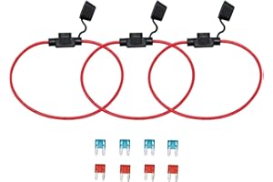 KOLACEN Auto Truck In-line 16 Gauge Sicherungshalter für Mini Blade Typ Sicherung 3 Stücke + 8 Stücke Mini Blade Sicherung 10Apm 15Apm