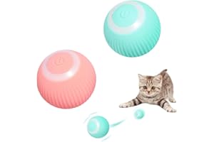 Fivtsme Interaktives Katzenspielzeug Ball,2 Stück Katzenspielzeug Elektrisch Katzenball mit LED Licht,USB Wiederaufladbares,360-Grad-Rollbal elektrisches katzenspielzeug Pet Chaser Spielzeug