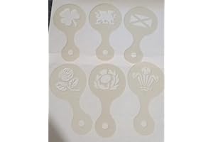 COFFEE & CAKE INSPIRATIONS UK 6 x National Emblem Coffee Cup / Cappuccino Stencils Reusable Fundraising Internationals Dragon Feathers Shamrock Rose Thistle 6 Nations Rugby