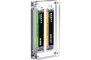 AODUKE 2 Slot M.2 SSD Enclosure Box Case, M.2 SSD Hard Drive Protection Box, Transparent Magnetic Closure M.2 Drive Storage Box for 2230/2242/2260/2280MM NGFF/NVME/PCIE SSD Display Case-02M2