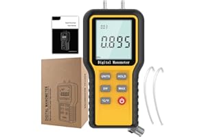 LUTIFIX Tester a pressione del gas manometro dual-port, misuratore di pressione dell'aria differenziale del gas di pressione del gas HVAC Tester12 unità selezionabili Manometro portatile digitale