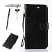Produktbild Samsung Galaxy J3 ( 2016 ) Hülle, Samsung Galaxy J3 ( 2016 ) Schutzhülle, Alfort 3 in 1 Lederhülle Fashion Design Premium PU Leder Hohe Qualität Tasche Case Cover Kasten Abdeckung Wallet für Samsung Galaxy J3 ( 2016 ) SM-J310F 5.0" Smartphone Funktion Standfunktion Unterstützte Telefone und Magnetverschluss mit Schmetterling ( Schwarz ) + Alfort Schwarz Stylus Pen + Netter Staub Stecker