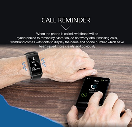 ROGUCI Smart Armband Wristband, IP67 Wasserdichte Blutdruck Oxygen + Oximeter Herzfrequenz Müde Monitor Fitness Schlaf Gesundheit Tracker, Smart Sport Tracking Armband Für iOS 8.0 Android 4.4, tägliche Laufleistung Pedometer Schritt Zähler Kalorien verbrannt Messung Call SMS Erinnerung Sesshaft - 3