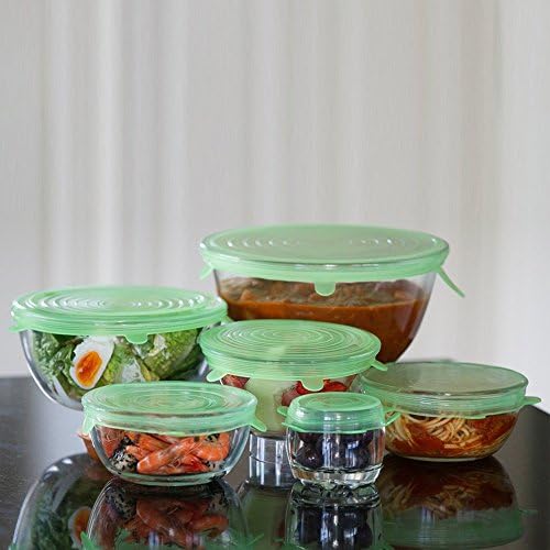 Silicone Stretch Lids, set of 6 Pack with Various Sizes Reusable Kitchen, wrap for cups, Gadget, Preserve Food