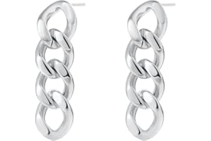 Happiness Boutique Orecchini a catena da donna con catena spessa in acciaio inox