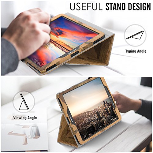MoKo Samsung Galaxy Tab S3 9.7 Hülle – PU Leder Ständer Schutzhülle Smart Case Cover mit Stift-Schleife / Standfunktion und Auto Sleep / Wake Up Funktion für Samsung Galaxy Tab S3 9.7 Zoll (2017) SM-T820 / T825 Tablet, Landkarte H - 4