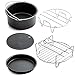 Produktbild KNOSSOS Air Frying Pan Accessories 5pcs Fryer Baking Basket Pizza Plate Grill Pot Mat - Black