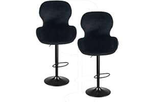 XGANGM Stretch Bar Stool Chair Covers Velvet with Backs Set of 2/4 Curved Bar Stool Covers Slipcover Swivel Dinning Chair Protector for Pub Kitchen Counter Stool Chair,black,2PCS
