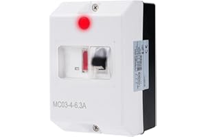 DEWINLVD Motorschutzschalter 400V Motorleistungsschalter 690V 4-6.3A Knopfsteuerungstyp Motorschutzschalter Bemessungsstoßspannung 6KV Schienenmontage mit LED-Licht und IP55 wasserdichter (MC03)