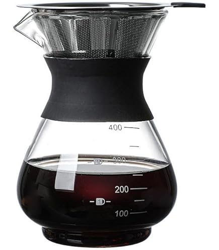 APOXCON Percolateur à Café En Acier Inoxydable Avec Bouton En Verre Robuste, Poignée En Bois Massif Traité Et Bec Verseur Anti-goutte, Utilisation Sur N'importe Quelle Cuisinière, Sans Aluminium