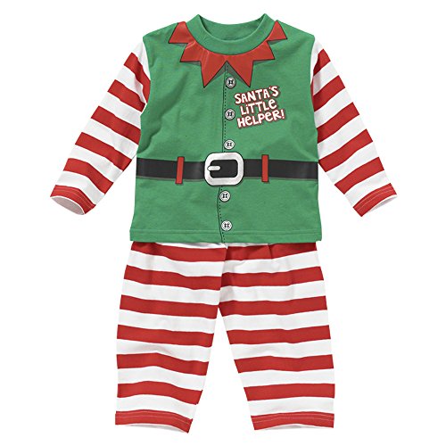 Santa's Little Helper! Elf Christmas Dress Up Boys Girls Pyjamas - Green - 12/18 Months