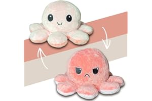 Pianeta Przytulanka w kształcie ośmiornicy – dwustronna ośmiornica – śliczna dwustronna ośmiornica, pluszowe zwierzątko, prezent dla dzieci, dziewcząt, chłopców, dostępne kolory (kremowa/różowa)