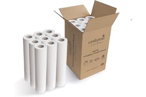 9 x Couch Rolls 20 Inch White | 2 Ply Hygiene Rolls for Massage Beauty Bed | 20" Wide x 40 Metres Long | CarebyMail Healthcare