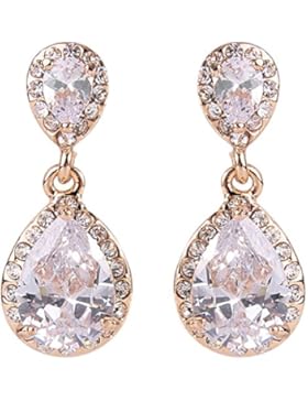 EVER FAITH® Gold-Ton österreichische Kristall Cubic Zirkonia Braut Tropfen Dangle Ohrringe klar A13391-7