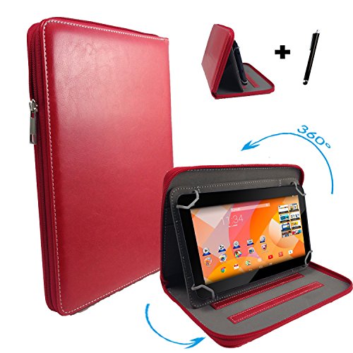 Blaupunkt Discovery 720 Multimedia-Tablet / 17,78 cm / 7.0 " Tablet Pc Tasche mit Drehfunktion + Touch Pen - 360° 7 Zoll Reißverschluss Rot