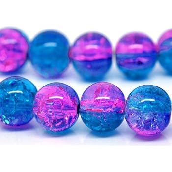 Siaura Material 1 Strang Glasperlen Blau Rosa Crackle D 10mm