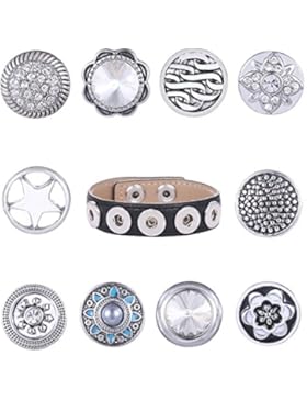 Morella Damen SMALL Click-Button SET Armband schwarz 10 SMALL Click-Button Druckknöpfe 12 mm