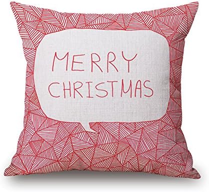 MaxG Home Decor Cotton Linen Merry Christmas Gift Pink Square Throw Pillow Cases Cushion Covers For Sofa Bed 18X18 inches