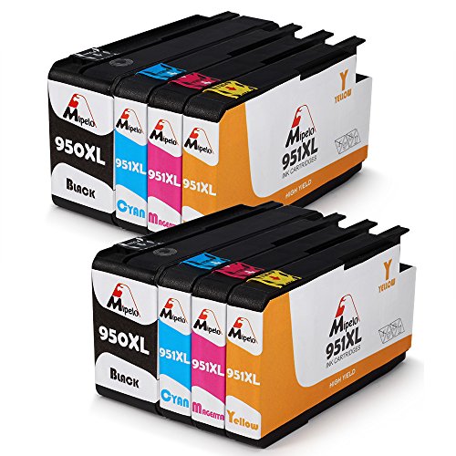 Mipelo Kompatibel HP 950XL 951XL Hohe Ergiebigkeit Tintenpatronen, Verwendet in HP Officejet Pro 8600 8610 8620 8630 8640 8100 8660 8625 8615 251DW 276DW Drucker (2 Schwarz, 2 Cyan, 2 Magenta, 2 Gelb)