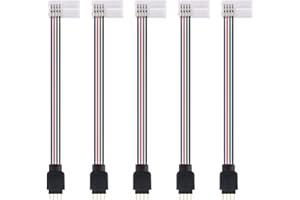 euroharry 4-pinowy adapter LED RGB Strip Light Connector 10 mm szeroki pasek na jumper, bezlutowy adapter do 5050 elastycznej taśmy LED (5 sztuk złączy wtykowych LED bez lutowania)