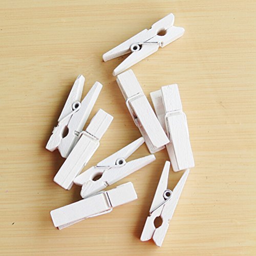 20 Stück 35mm Mini Holz Foto Papier Pegs Deko Holzklammern Wäscheklammer Kleidung Pin Clips-Weiß