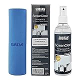 Das Set besteht aus 250 ml SUBTAN gray ScreenClean Sprayflasche plus 1 x SUBTAN Premium-Reinigungstuch (spezielles Mikrofaser-Tuch).