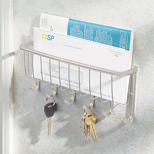 InterDesign 54275EU York Lyra Wandmontierte Post und Schlüsselleiste, satiniert - 2