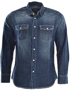 Attire Herren Jeans Hemd Freizeit Denim Langarm Jeanshemd Shirt Regular Fit Med-Blue