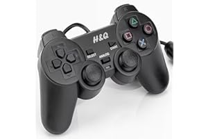H&Q TRADERS PS2 Controller, Wired Gaming Controller for PlayStation 2 Console, Black Remote Gamepad with 1.8M Cable, Dual Vibration, Ergonomic Design, Compatible with PS2 System