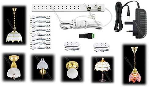 Dolls House Lighting and Connectors Starter Kit with Lights & 2 amp Power Supply (Transformer) Ready for 40 Dolls hose Type Bulbs MM-100-051