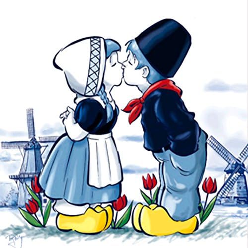 LAZODA DIY 5D Diamond Painting by Number Kits, Crystal Rhinestone Embroidery Pictures Arts Craft for Home Wall Decoration Cartoon Couple 11.8 x 11.8 Inch