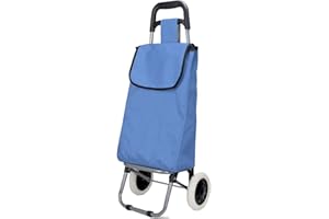 ECOSTAR 1618 Carro de Compra Plegable con Gran Capacidad, 40 litros, 90x30x35cm, 2 Ruedas (Azul)