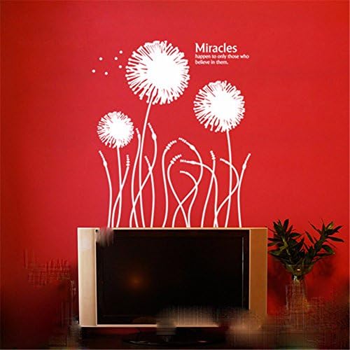 XJKLFJSIU Bedroom Dandelion Wall Stickers Living Room Sofa Tv Background Wall Stickers Restaurant Wall Stickers, White