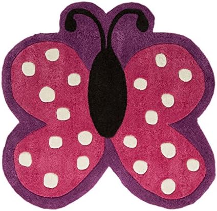 Flair Rugs Kiddy Play Polka Butterfly Childrens Rug, Multi, 90 x 90 Cm